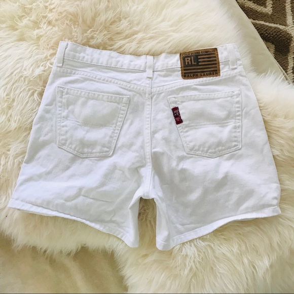 POLO JEANS RALPH LAUREN white Vtg shorts petite 8 - Picture 3 of 5